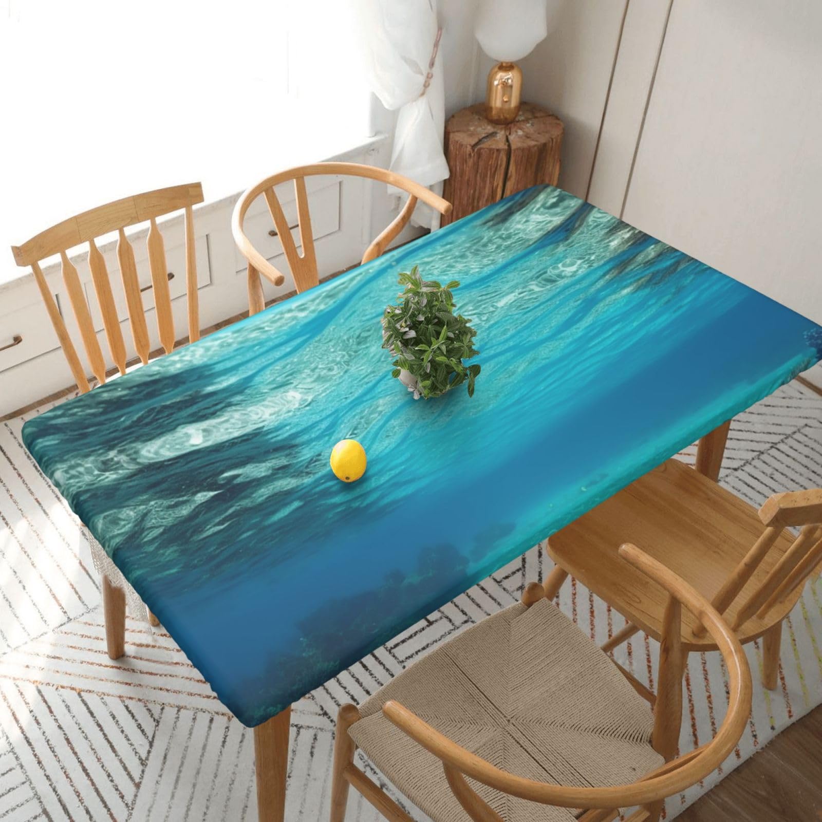 Nappe rectangulaire imperméable lavable table restaurant motif tropical