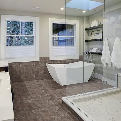 Miniatura 8 de 48 azulejos de vinilo para despegar y pegar de 12 x 12 pulgadas, azulejos autoadhesivos impermeables para baño, cocina, dormitorio, sala de estar,