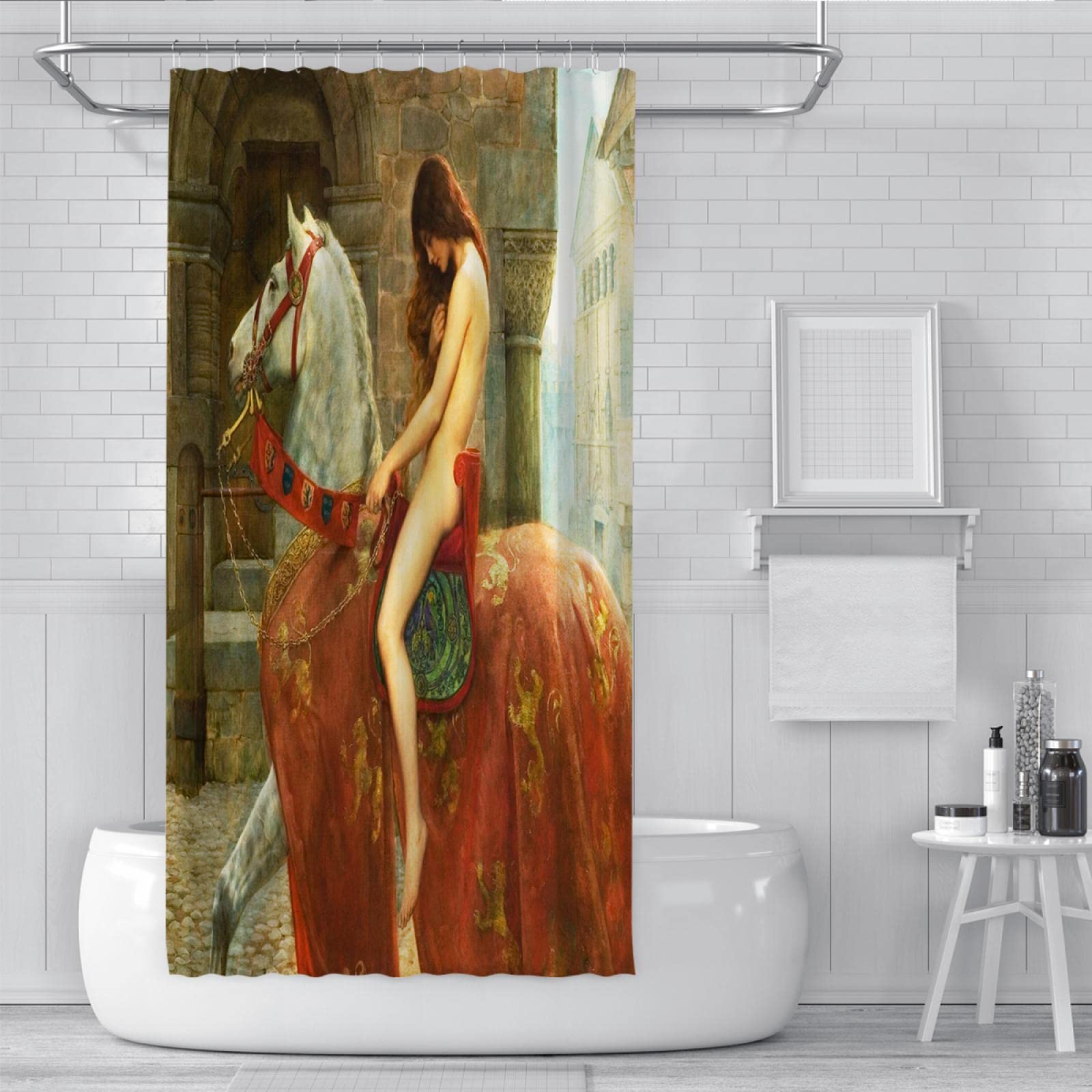 John Collier Cortina de ducha con ganchos Riding Woman Bathroom Shower Curtain Sets Impermeable Quick Dry Bathtub Curtains Hotel Quality 200x200 cm