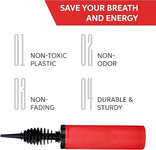 Miniatura 6 de Bomba de globos, inflador para globos, soplador de juguete, aluminio y confeti, bomba de aire manual de doble acción para globos.