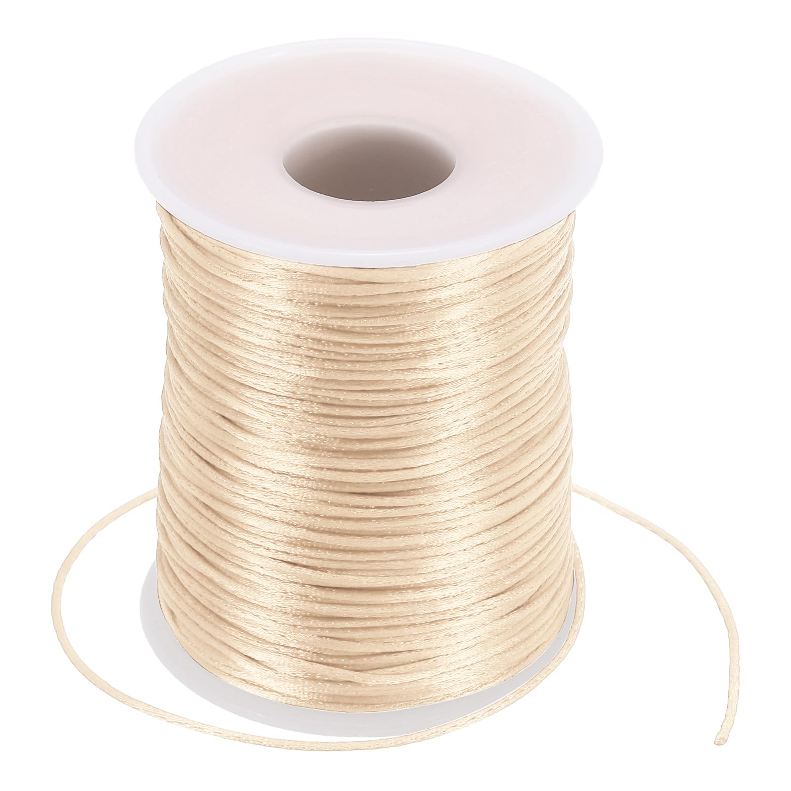 PATIKIL 1.5mm x 109 Yard Nylon Satin Cord, Nylon Beading String Knotting Cord Chain Braided Rope for Bracelets Jewelry Trim Chinese Knot, Beige-Red