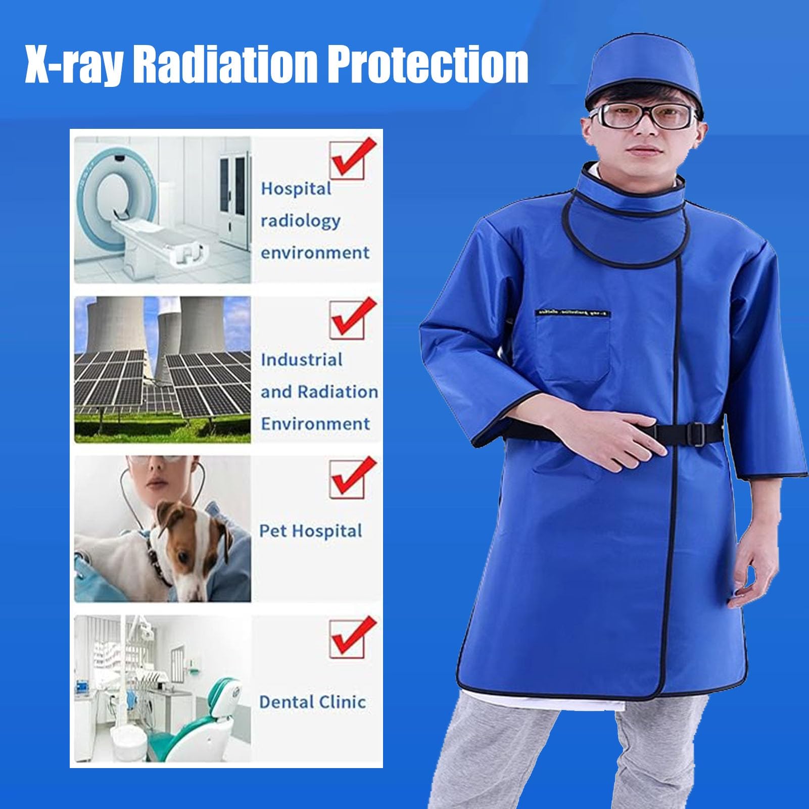 Delantal de Plomo Delantal De Plomo Con Protección Contra Rayos X Con Mangas, Chaleco De Plomo Con Escudos De Radiología For Adultos Con Cinturón Ajustable De 0,35 Mmpb(Large)
