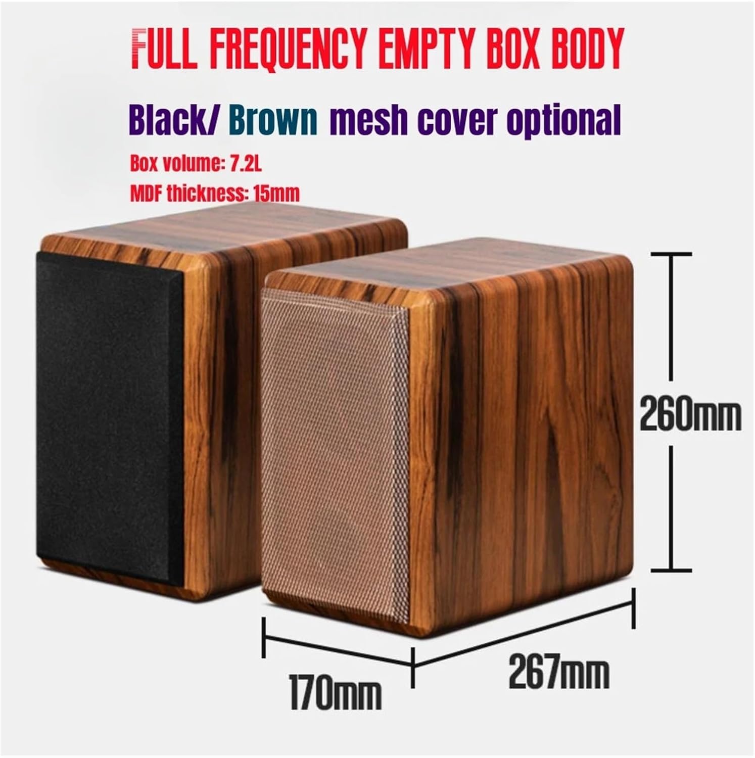 DIY Speaker Modification,1Pcs 4-inch Full Frequency Empty Box Car/Home Passive Subwoofer Wooden Maze, Shell(Through Hole)
