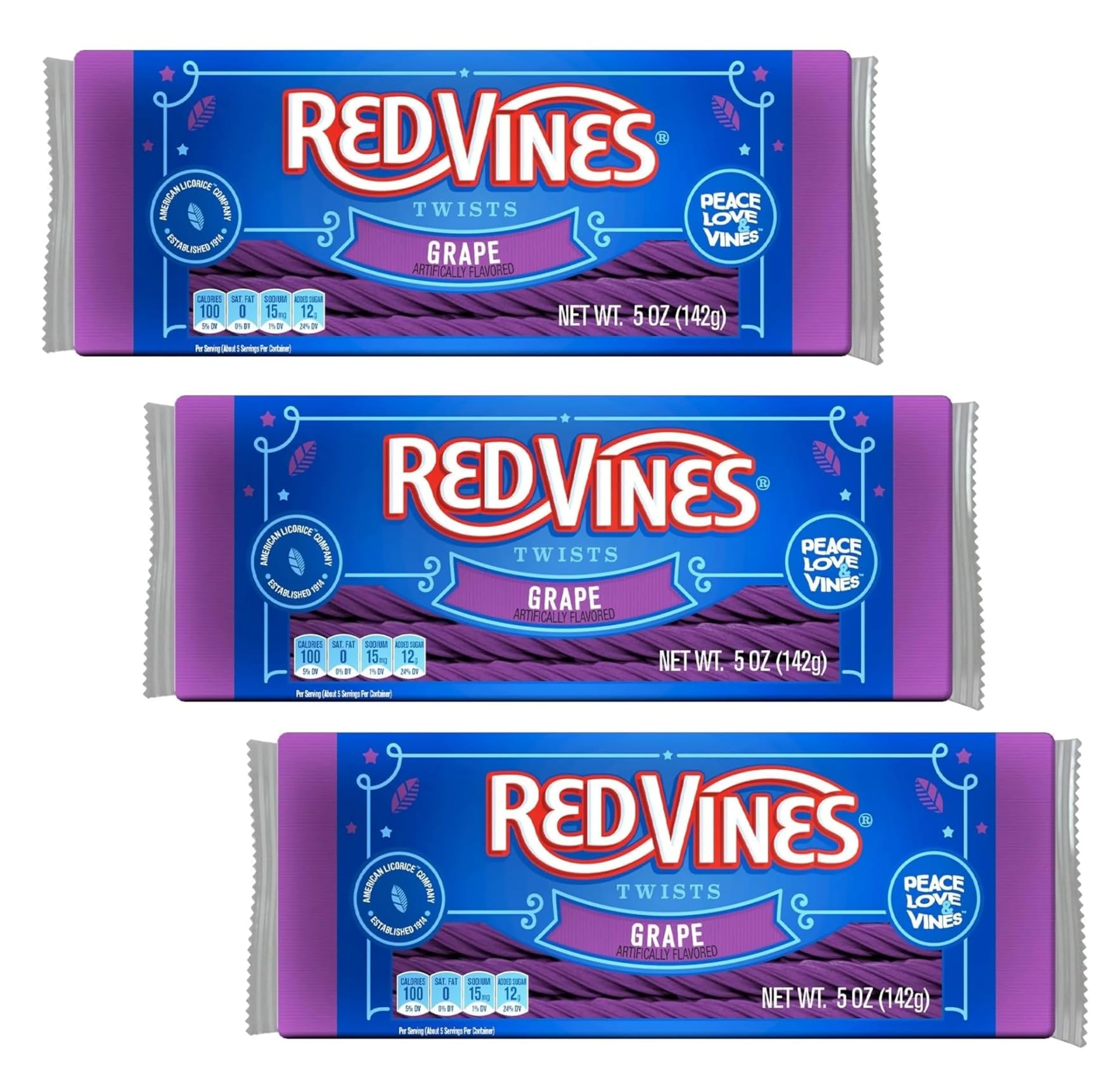 Amazon.com : Red Vines Grape Licorice Twists - Pack of 3-5 oz Bags