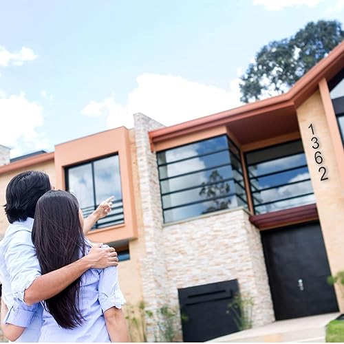 Miniatura 14 de DEWEL Números flotantes de casa grandes de 8 pulgadas para exteriores, decoración de números de dirección de casa modernos negros para señalización