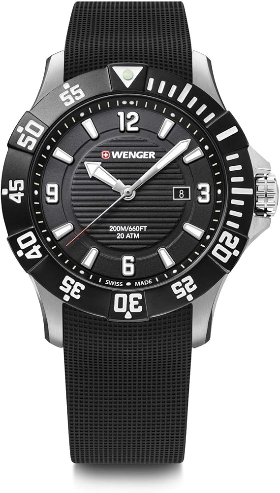 Amazon.com: Wenger Seaforce Watch Black Dial, Black Rubber Strap  (01.0641.132) : Clothing, Shoes \u0026 Jewelry