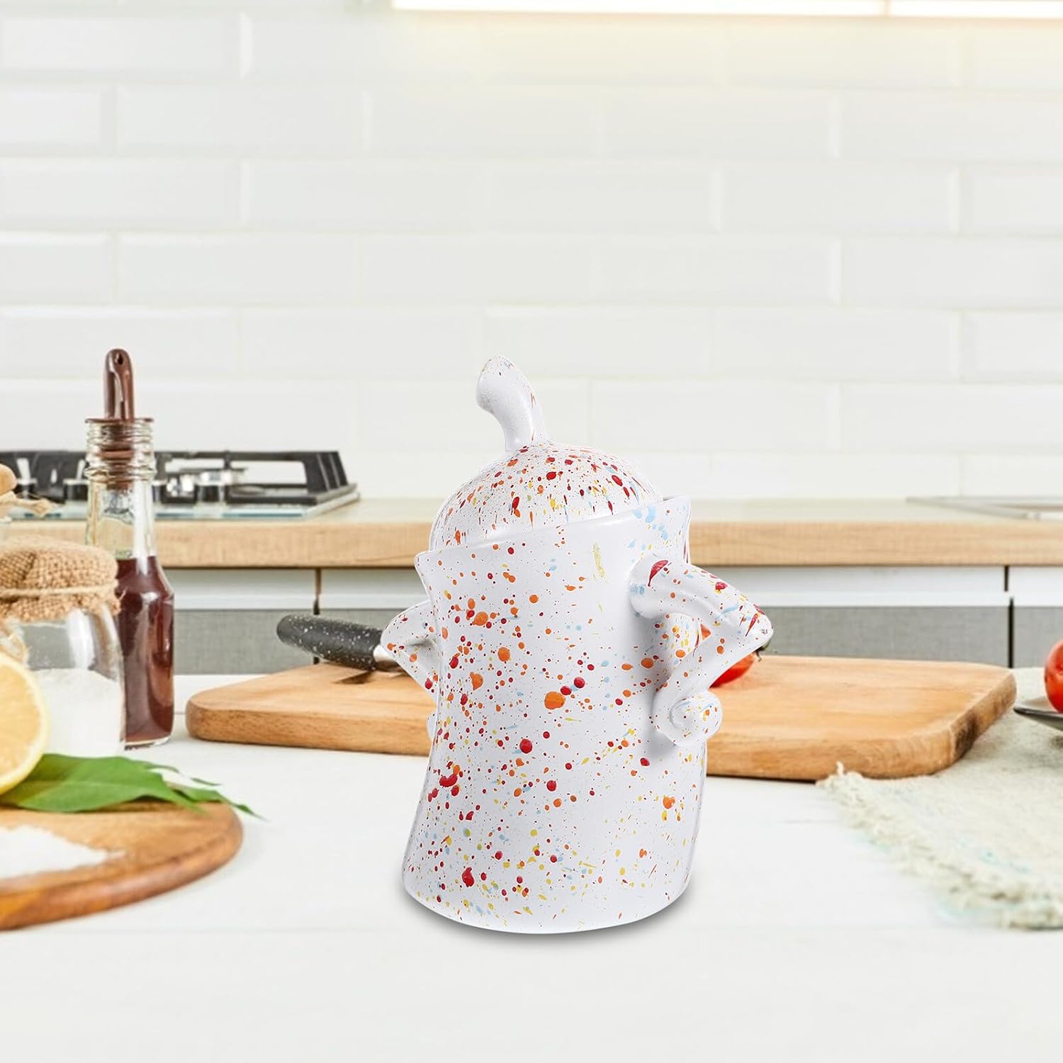 Creative Forked Waist Food Storage Jar with Airtight Lid Large Kitchen Canister for Beans Tea Spices Sugar Cute Decorative Household Storage Container with Freshness Seal