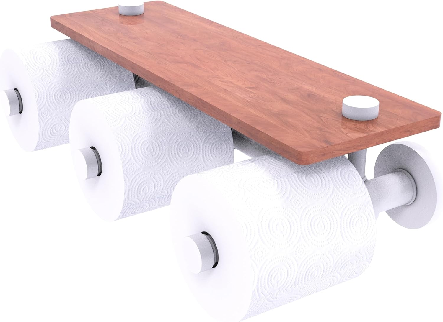 Allied Brass P1000-35-3S-IRW-PNK Prestige Skyline Collection Horizontal Reserve 3 Roll Toilet Paper Holder with Wood Shelf, Pink