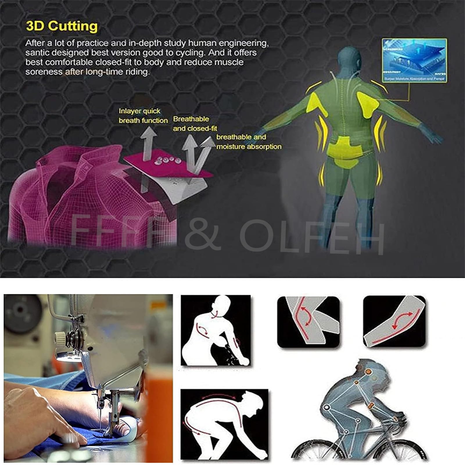 FFFF & OLFEH Summer Cycling Skinsuit Triatlón for Hombres, Conjuntos de Camisetas de Ciclismo for Hombres,Traje de Piel de Triatlón De Verano para Hombres, Mono De Ciclismo