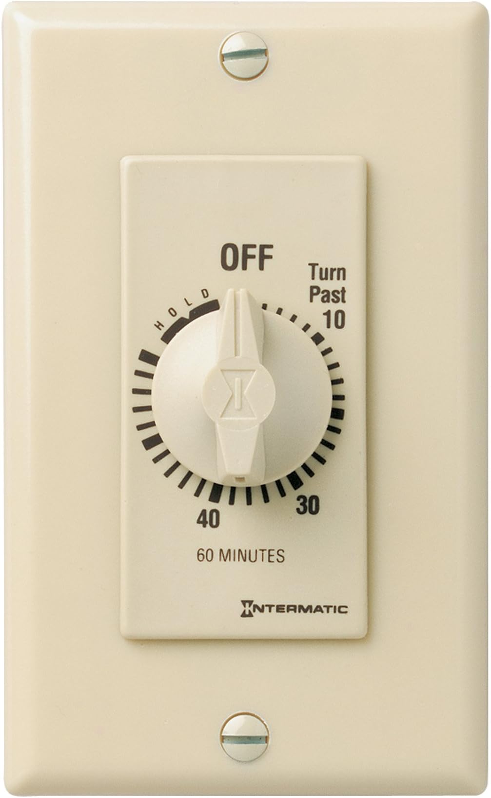 Intermatic FD60MH 60-Minute Spring-Loaded Wall Timer for Fans and Lights, Ivory