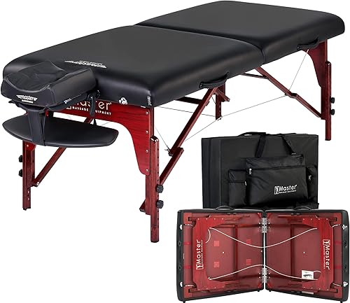 Master Massage Montclair Pro - Mesa de masaje portátil de 31 pulgadas, amortiguación de espuma viscoelástica, paneles de Reiki, liberación de cable