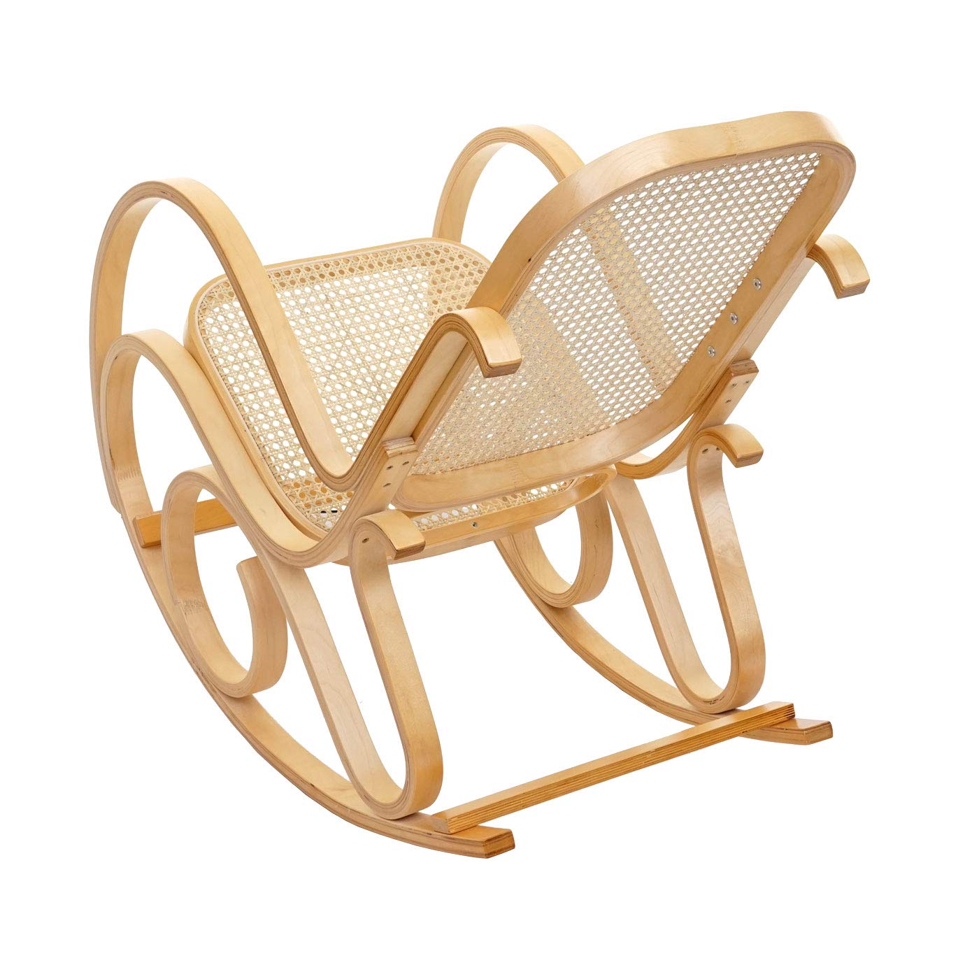 Mendler Sedia a Dondolo Classica Elegante M41 Legno Chiaro Seduta Rattan