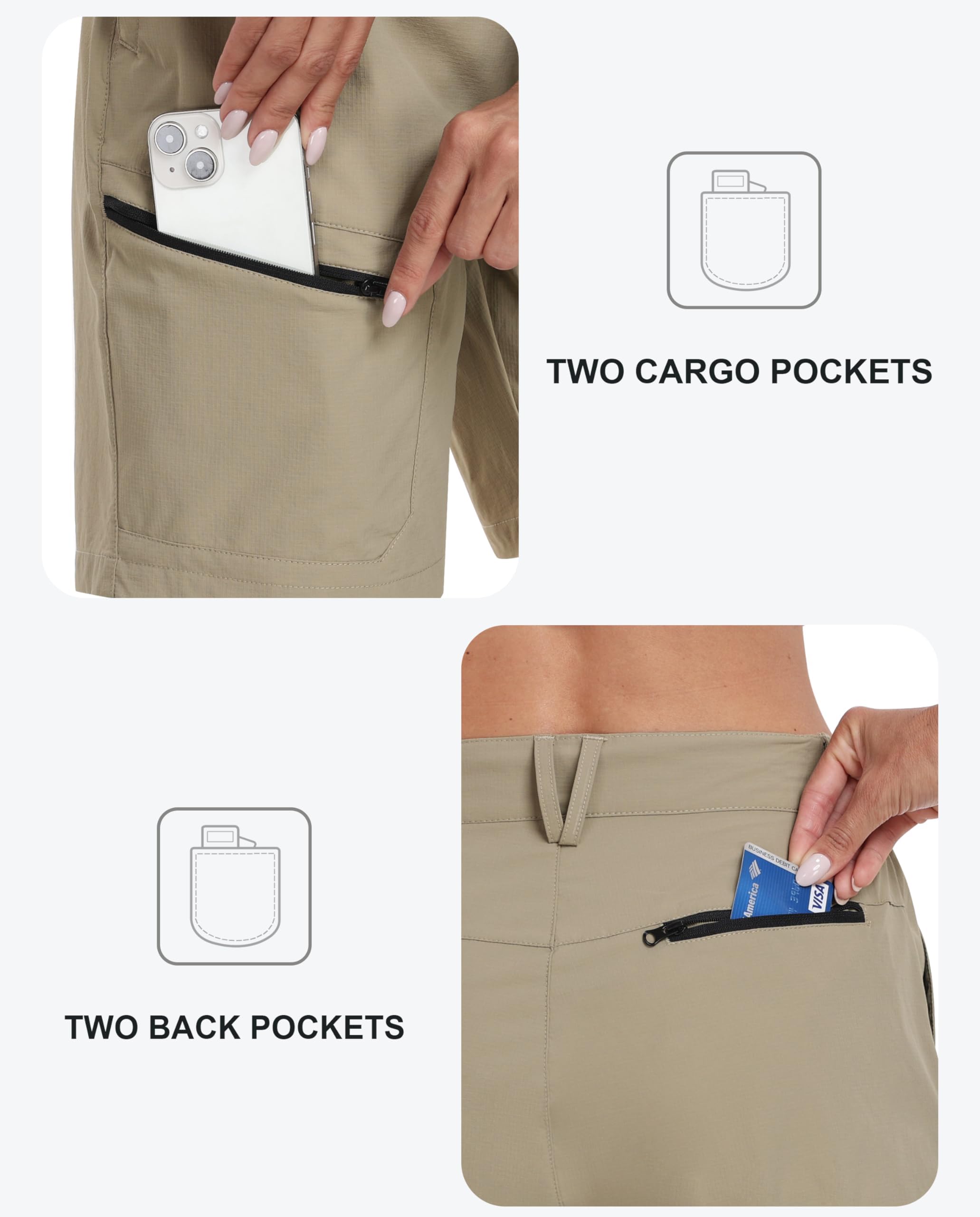 MoFiz Pantacourt léger pour femme - Capris décontracté pour voyage d'été - Short ample avec poches zippées, A04-bleu marine, Taille 3XL