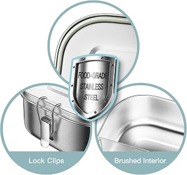 40oz Lunch Box, 1200ml Stainless Steel Lunch Containers, Metal Bento Box, Leakproof Food Storage Box for Travel, Work