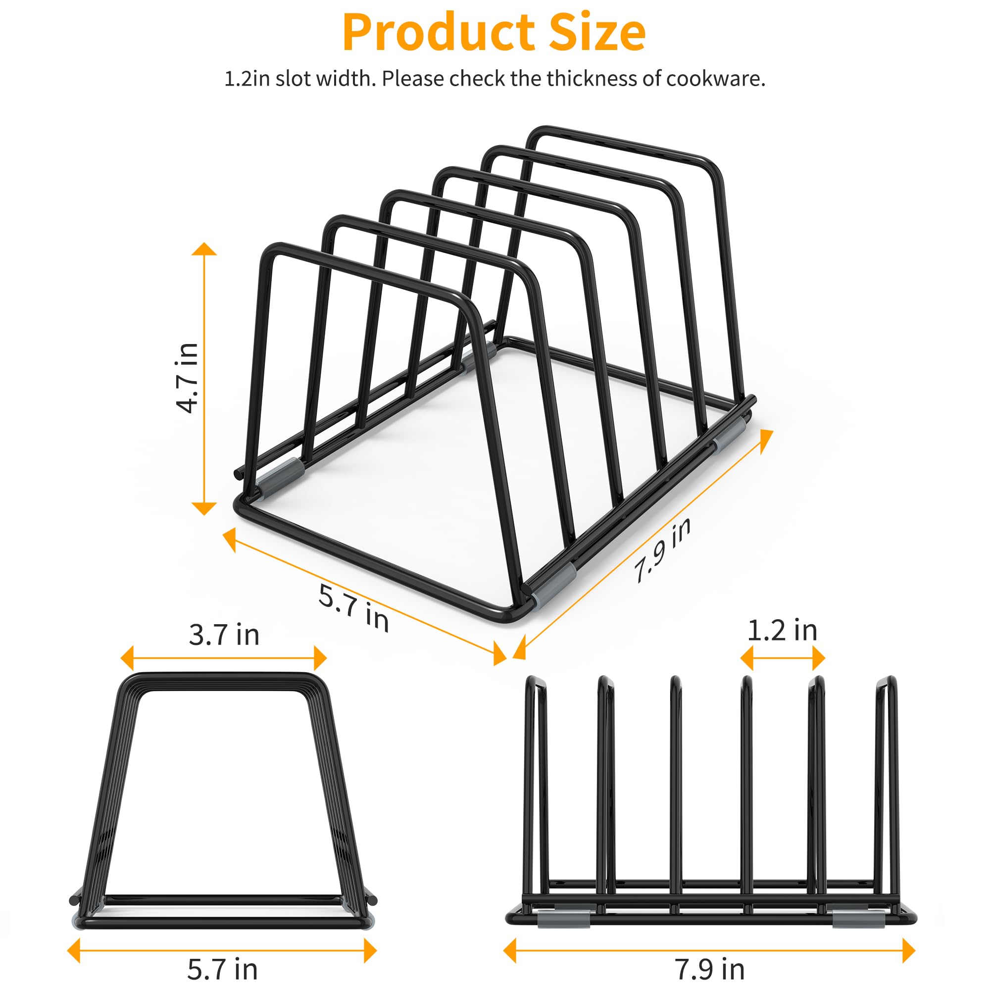 LAEMYFYRE Cutting Board Organizer Kitchen Organizer Rack for Cutting Board, Bakeware, and Cookie Sheet, 5-Slot Heavy-Duty Steel Cookware Holder,Rust-Resistant with Anti-Slip Feet (1, Small)