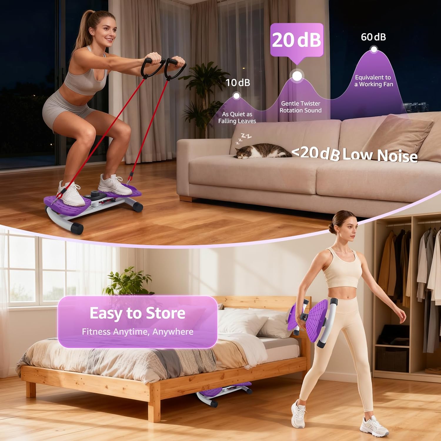 Waist Twister Machine Exercise, Ab Twister Board with LED Digital Display Track Time, Reps, 330 lbs Capacity Calories Noiseless Waist Twisting Fitness Tool with Resistance Bands And Elastic Bands