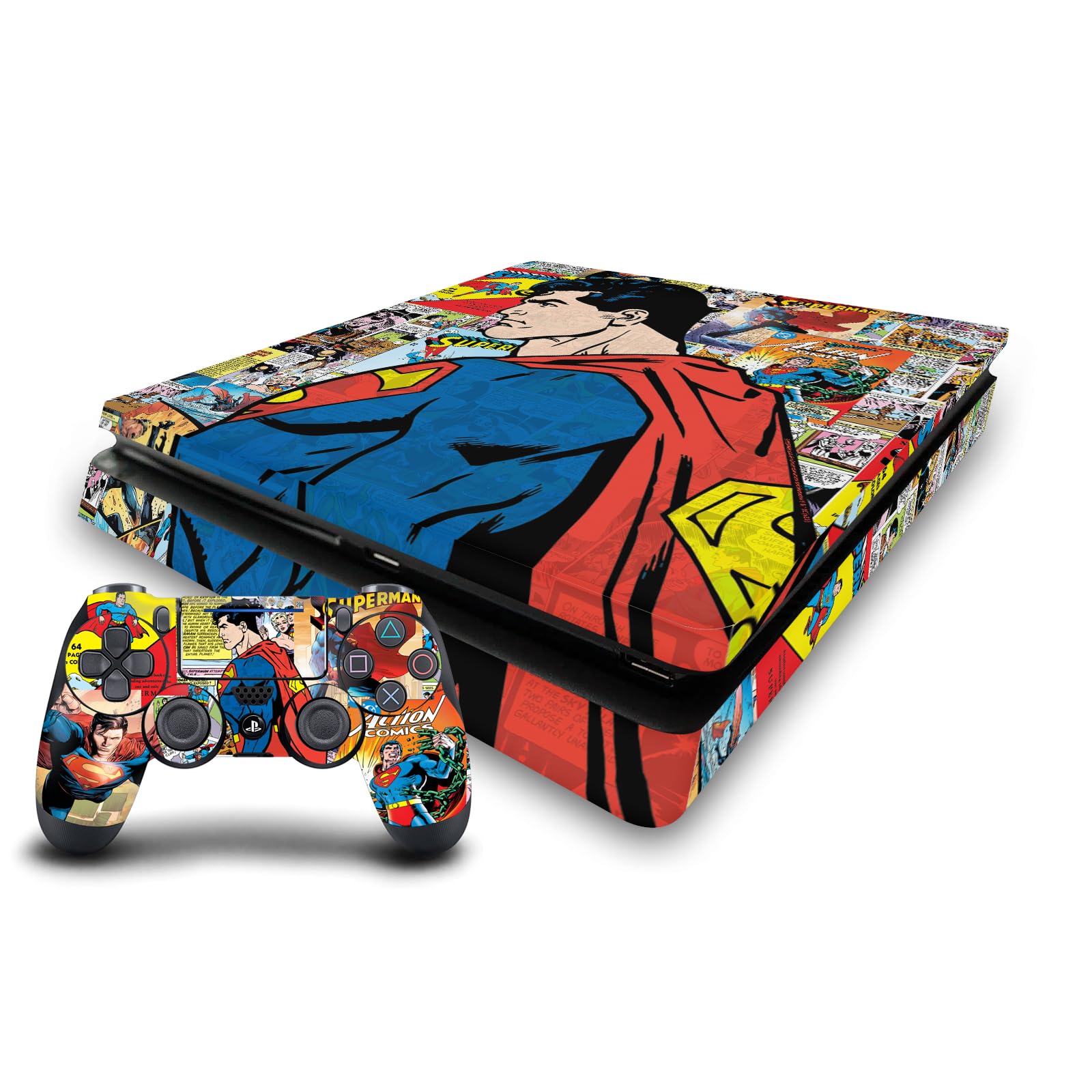 Sticker Superman pour PS4 Slim résistant aux rayures pour protéger console et manettes