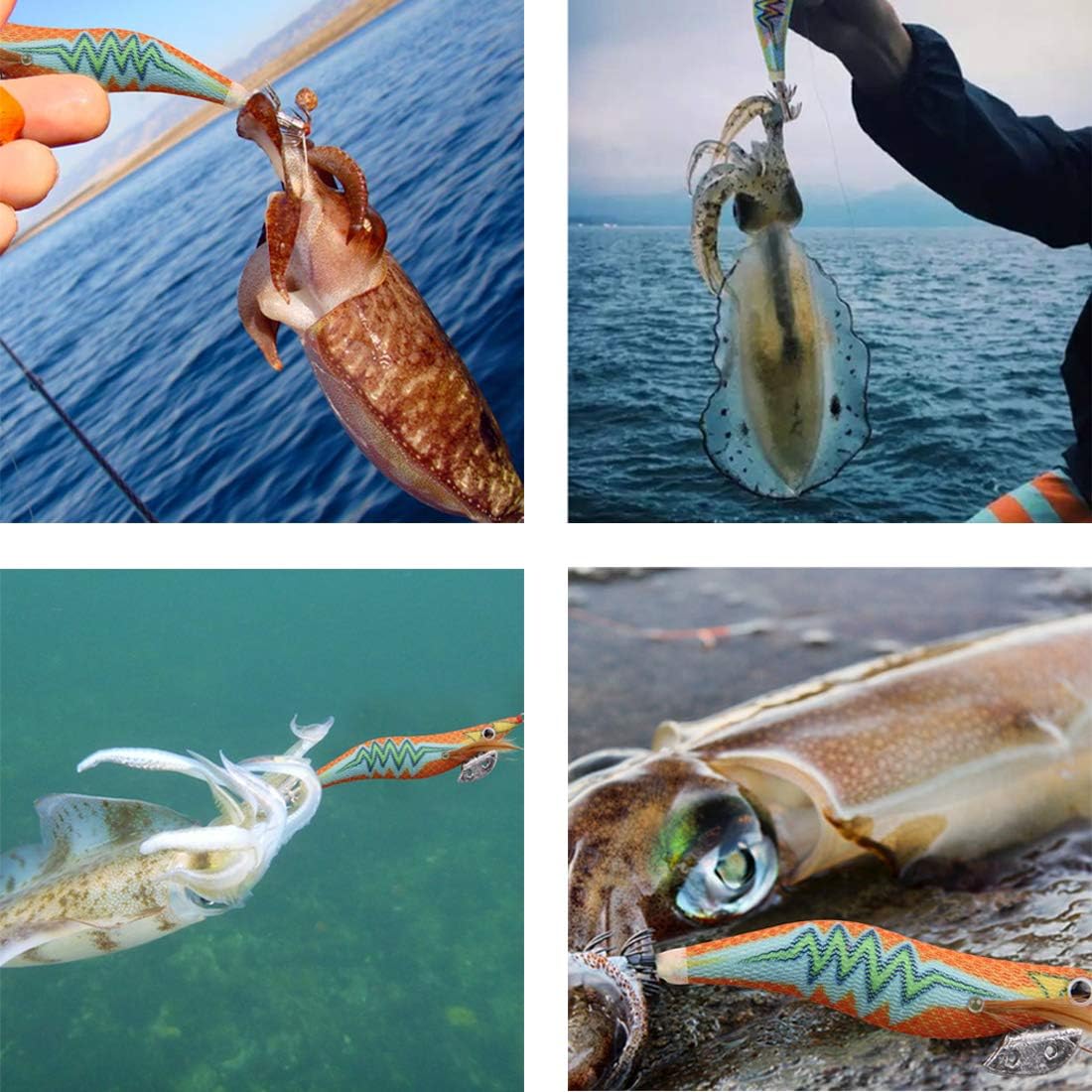 Lote de 5/10 señuelo Calamar de pesca Turlutte Señuelos luminosos para pesca en agua salada Squid Jigs Señuelo pesca mar