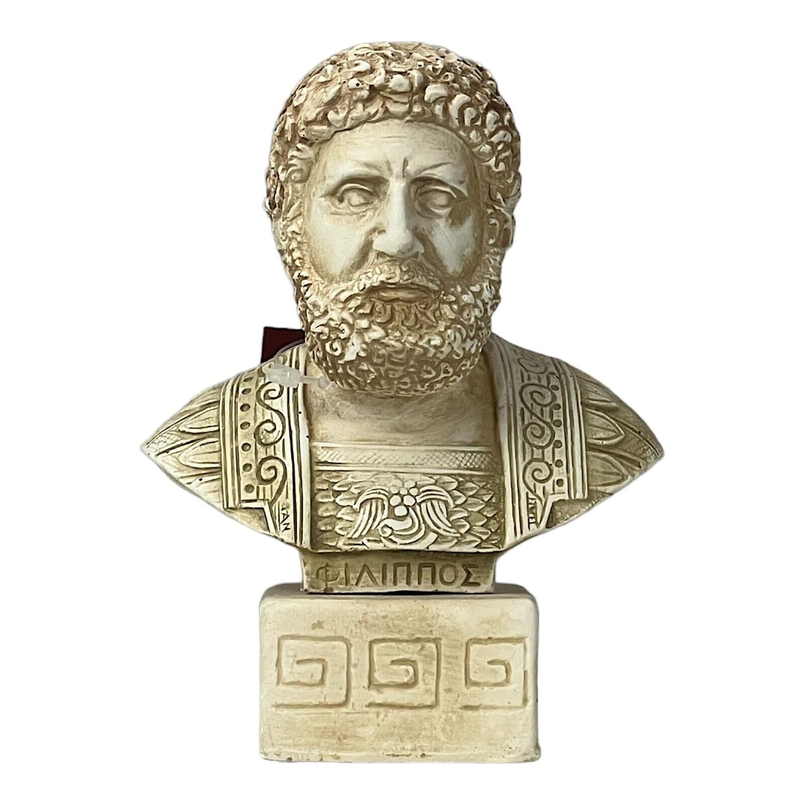 Busto de Filipo II de Macedonia de piedra fundida escultura de 382-336 a.C.