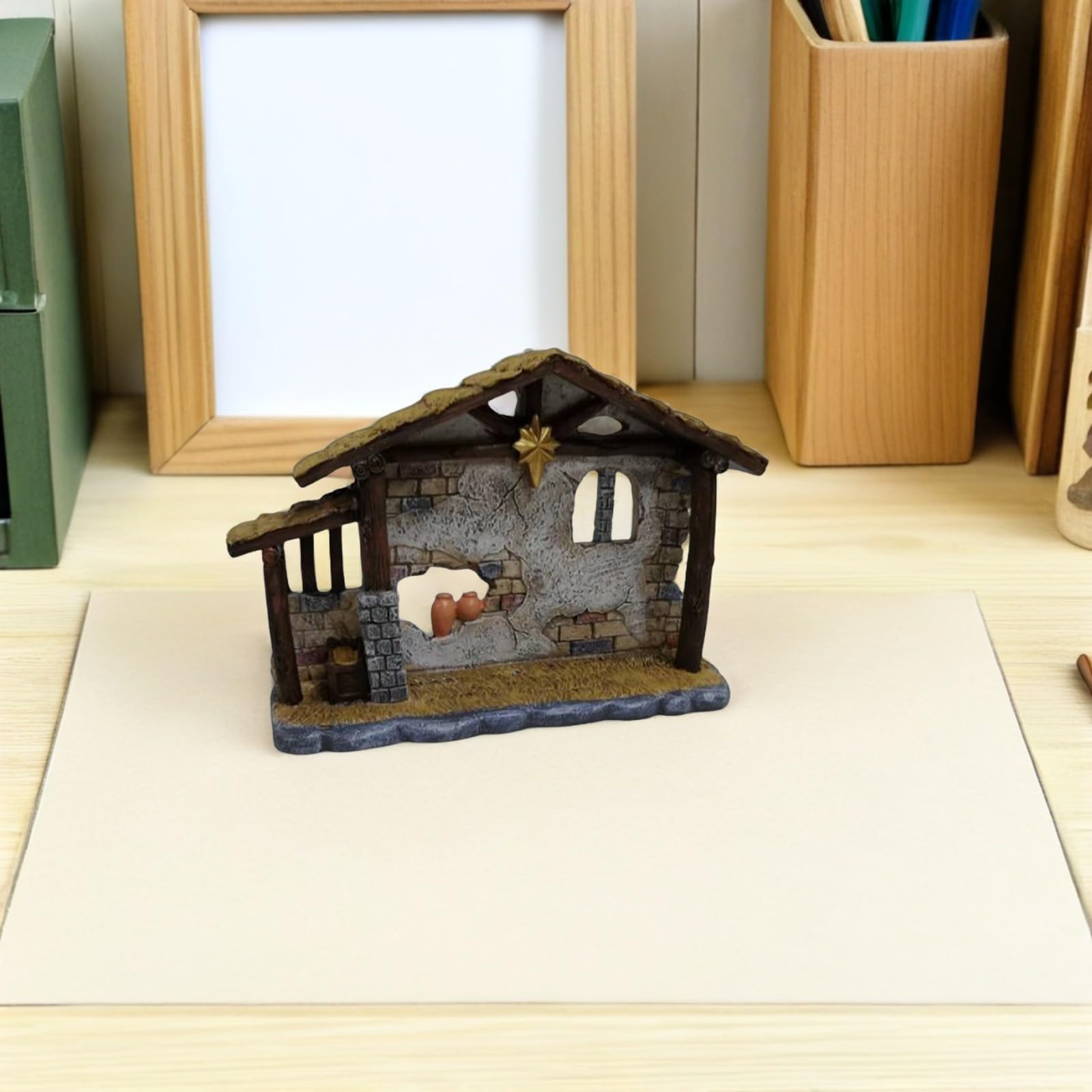 ABOOFAN Krippenfigur aus Kunstharz 11cm Tischdekoration für Weihnachten und Miniatur Krippenaufbau Religiöse Weihnachtsdeko