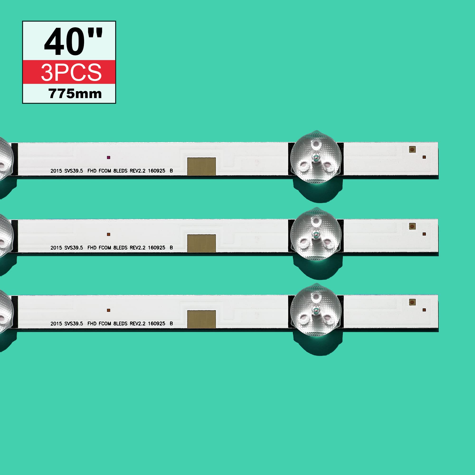 3 uds Tira de for iluminación Trasera for Samsung UE40J5200AW UE40J5200 V5DN-395SM0-R2 R3 BN96-37622A LM41-00355A 00121X 2015 SVS39.5 FCOM