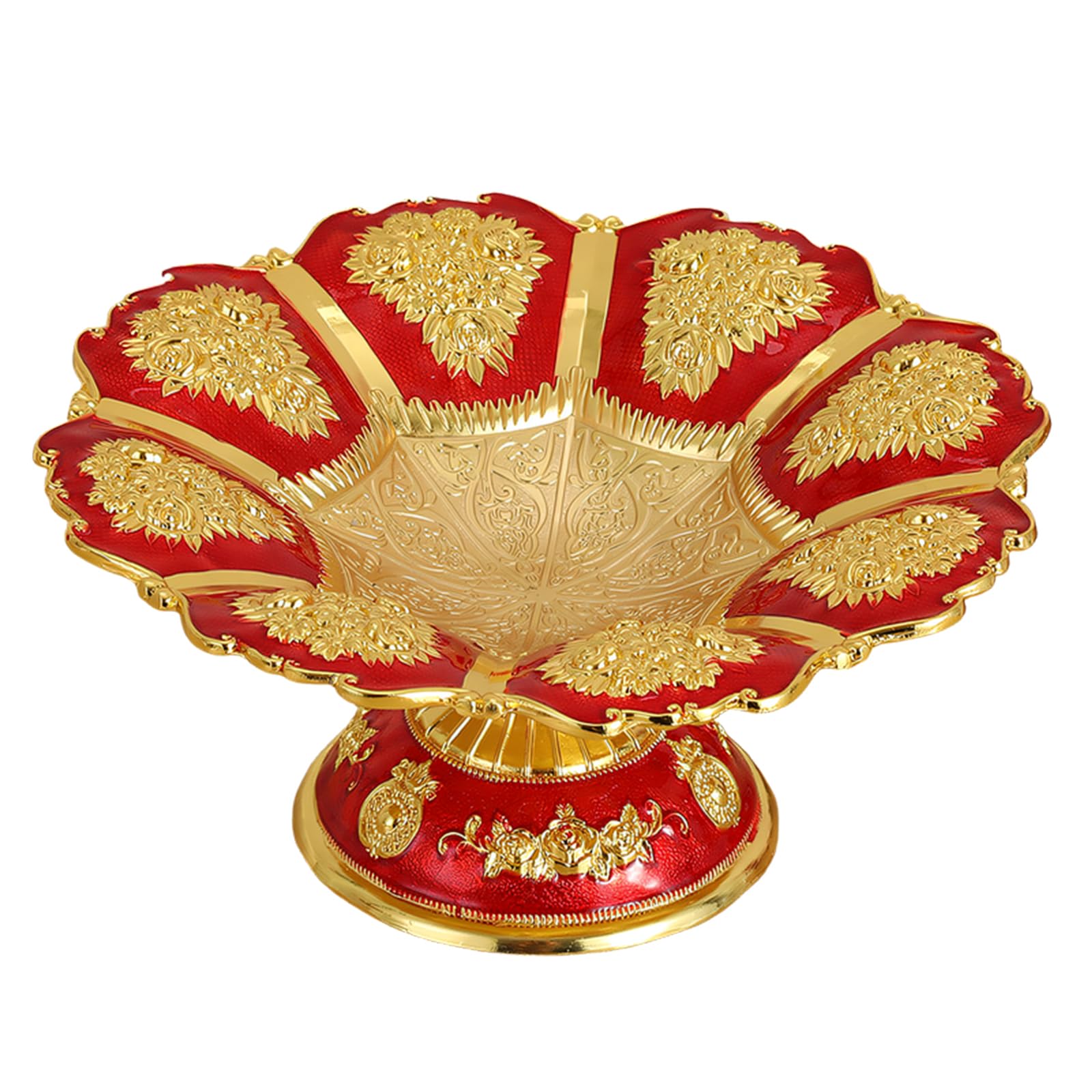 Ekoama Elegant European Charm Metal Fruit Bowl With Intricated Pattern Detail For Dining Table Decoration And Snacks Serving
