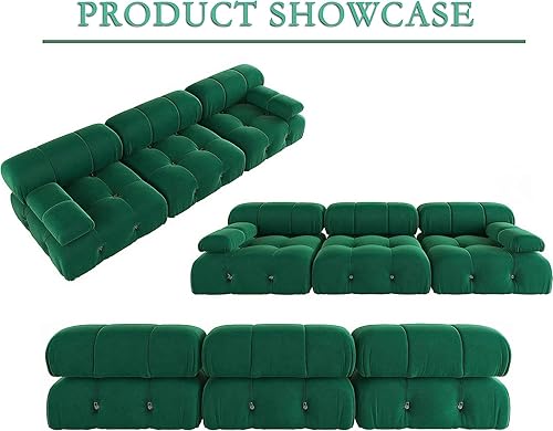 Miniatura 4 de JACH Sofá Seccional Modular Convertible de 104", Sofás Seccionales de Terciopelo Minimalistas de Mediados de Siglo, Sofá Seccional Ancho Moderno de