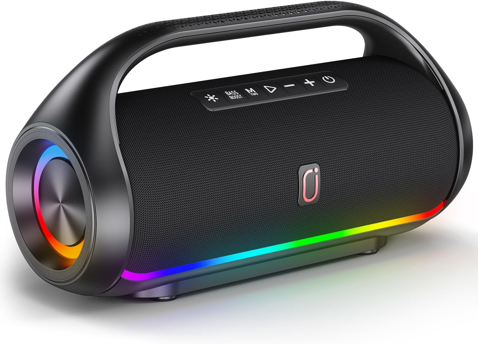 JYX Portable Bluetooth Outdoor Speaker Wireless, IPX5 Waterproof, Disco Light, Powerful Bass Stereo Sound Loud Speaker Support USB/TF Card/AUX/FM/TWS, for Outdoors/Camping/Beach