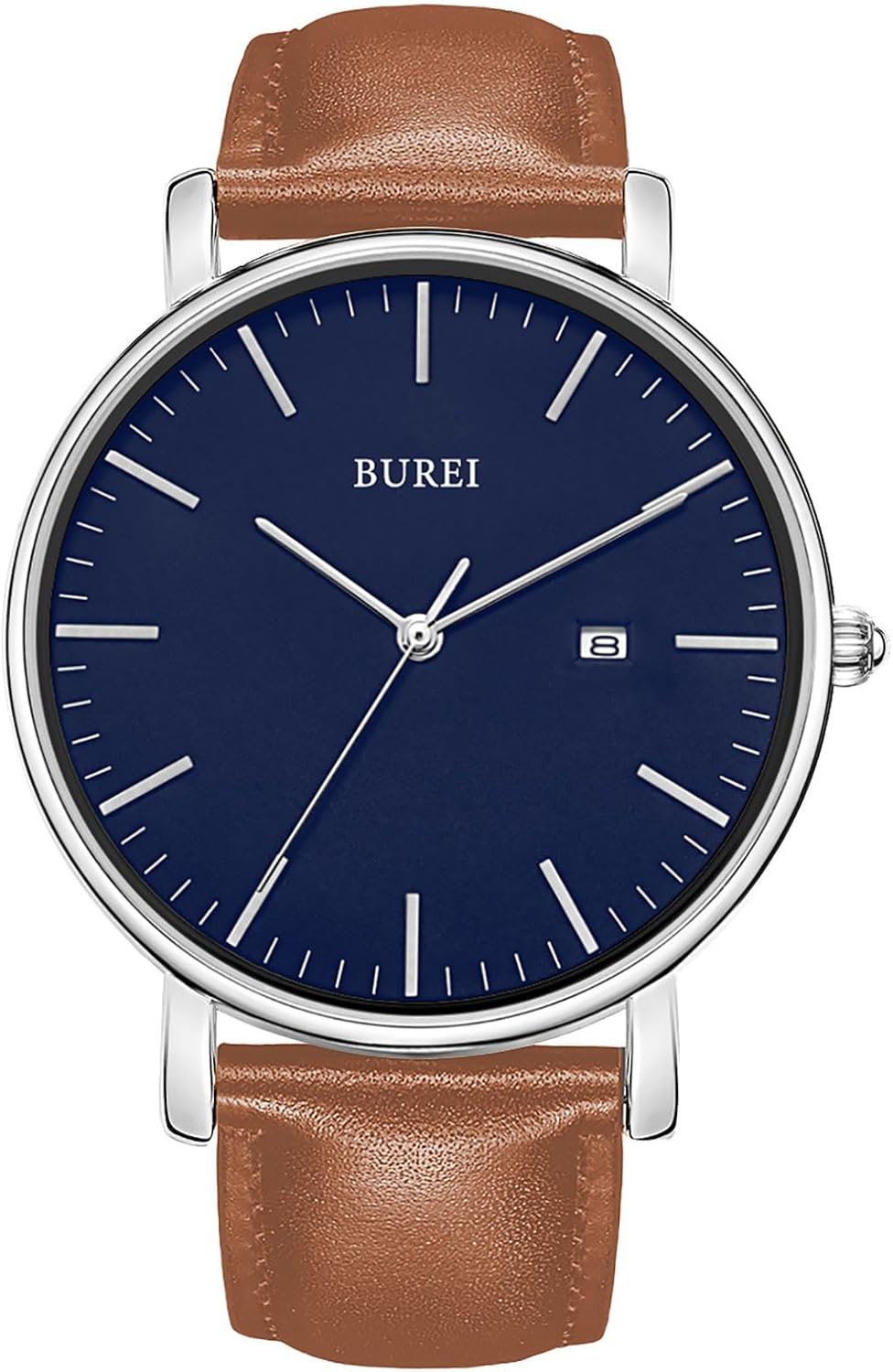 BUREI Men's Fashion Minimalist Wrist Watch All Black Waterproof Watches Simple Ultra Thin Watches Analog Quartz Date with Stainless Steel Mesh Band - Image 9