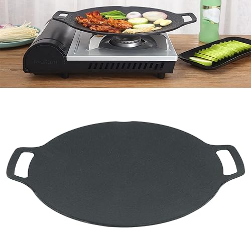 Miniatura 9 de Luqeeg Parrilla antiadherente para barbacoa coreana con asas dobles, plancha de cocción rápida y uniforme para cocinar, camping, picnic, playa,
