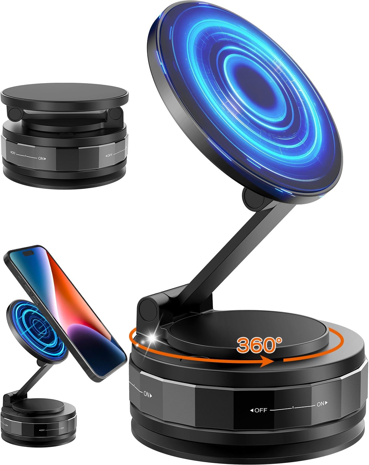 SEARISE スマホホルダー 真空吸着式 車 スマホスタンド 充電 車載