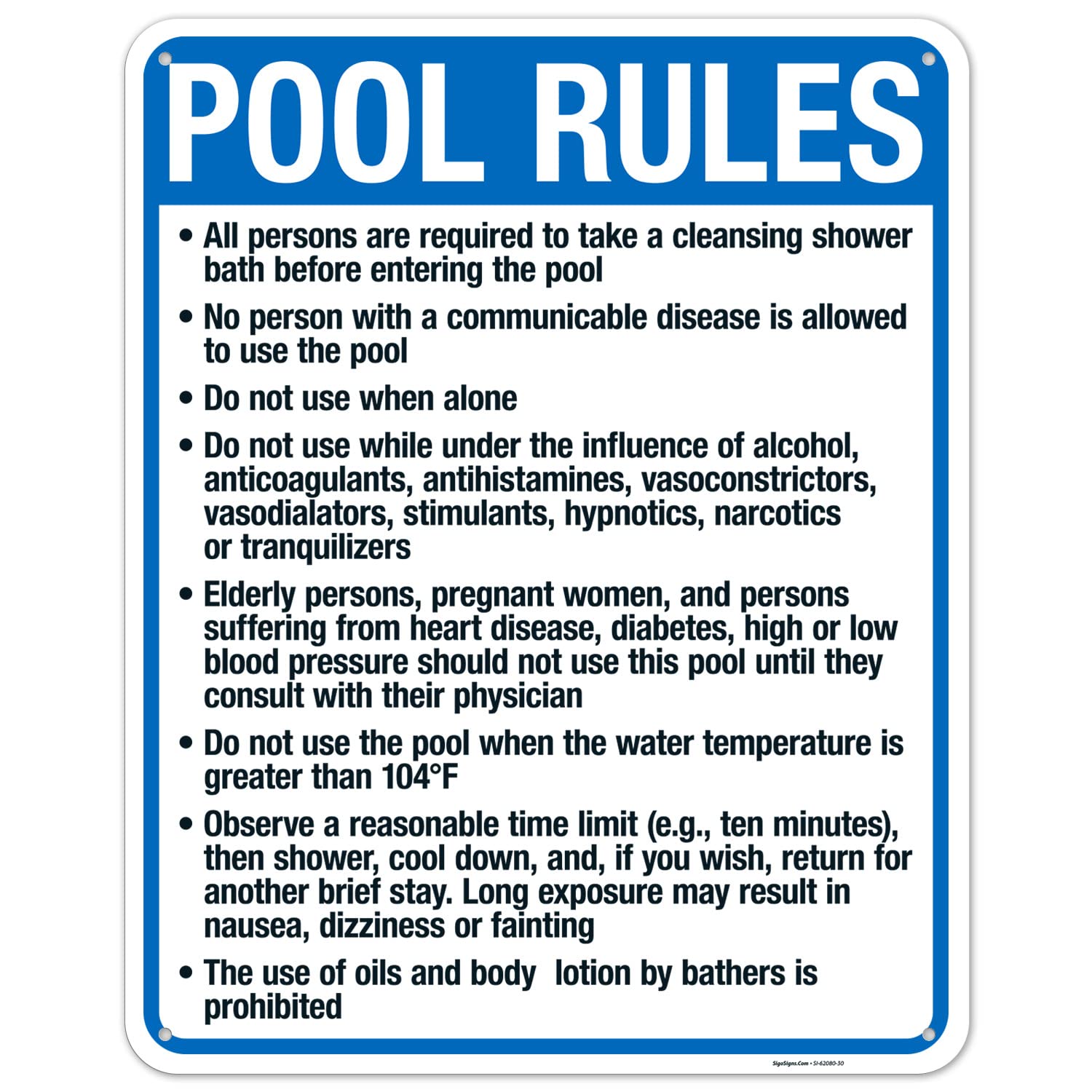 Massachusetts Pool Rules Sign, Complies with State of Massachusetts Pool Safety Code, 18x24 Inches, 55 mil Thick HDPS (high Density polystyrene), Made in USA
