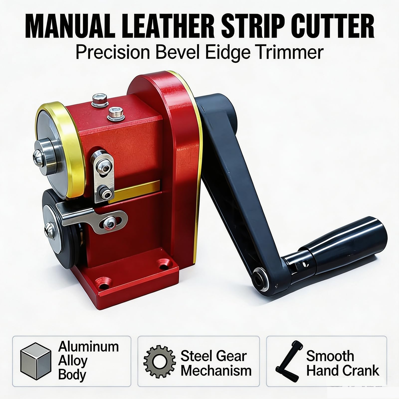 Cortadora Manual De Tiras De Cuero, Máquina De Recorte De Bordes Biselados De Precisión Con Cuerpo De Aleación De Aluminio Y Engranajes De Acero, Para Cinturones, Asas De Bolsos, Correas Reloj