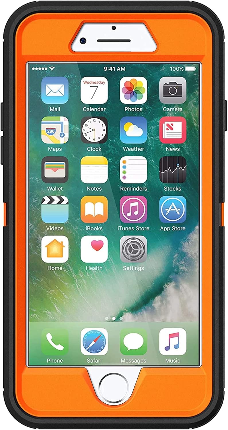 OtterBox Defender Series Case for iPhone SE (3rd & 2nd Gen) & iPhone 8/7 (Only - Not Plus) - Holster Clip Included - Non-Retail Packaging - Realtree Max 5HD (Blaze Orange/Black/Max 5 Design)