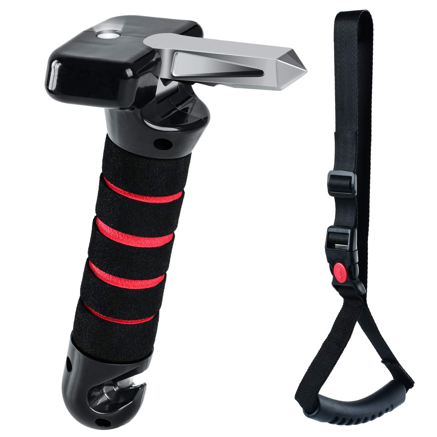 Car Mobility Aid Standing Support,Portable Vehicle Support Handle All-in-One Auto with Built in LED Light Seatbelt Cutter and Window Breaker,Present Adjustable Nylon Standing Aid Safety Handle