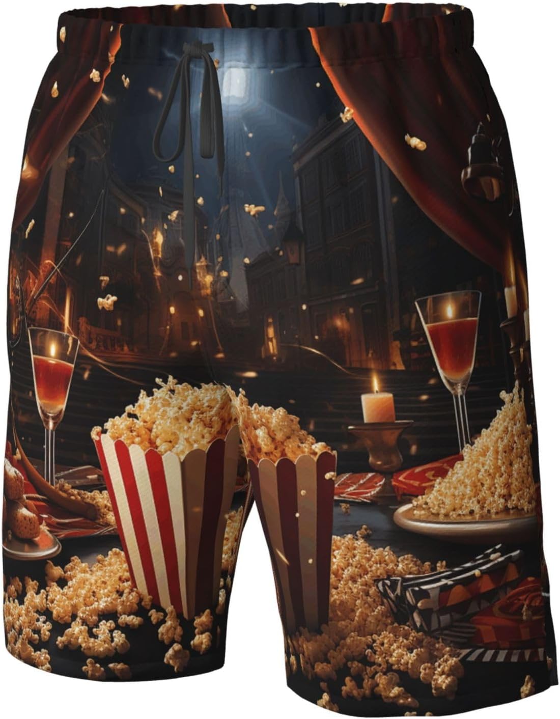Men's Swim Trunks Quick Dry Bathing Suits Movie Night Party Beach Board Shorts Swimwear with Pockets