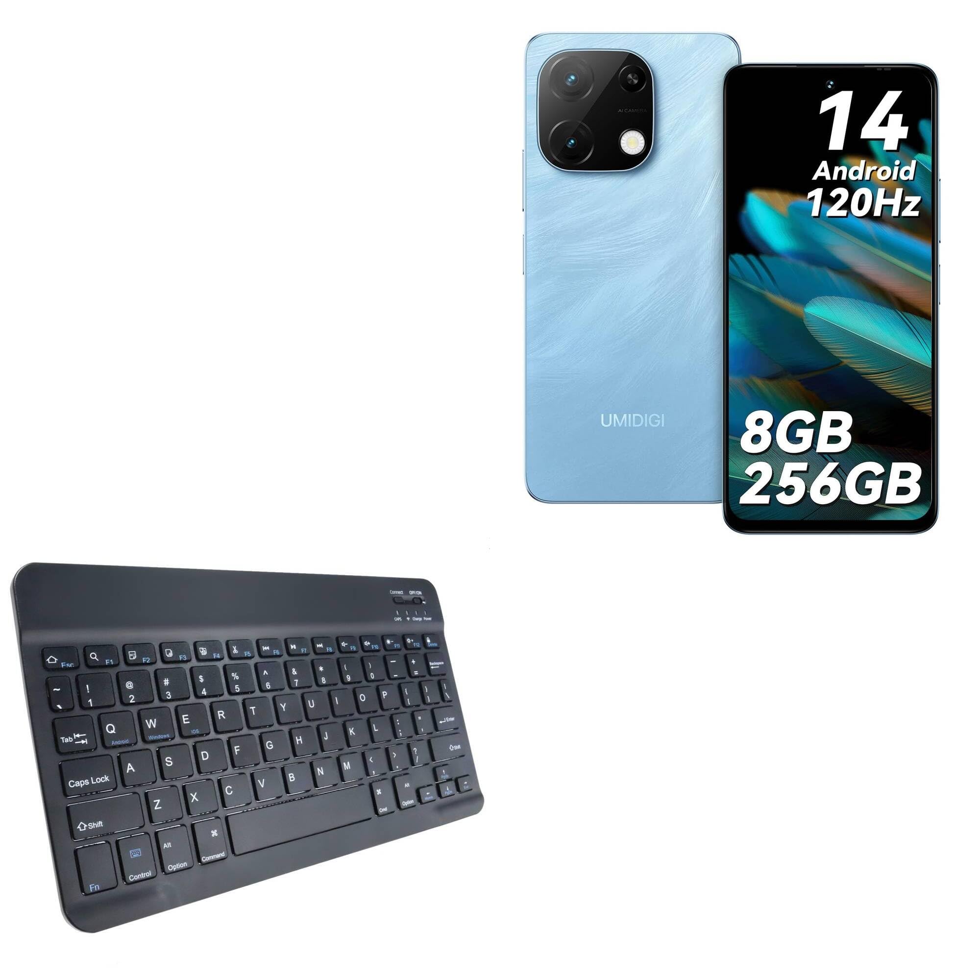 BoxWave Keyboard Compatible with Umidigi Note 100A - SlimKeys Bluetooth Keyboard, Portable Thin with Chiclet-Style Keys - Jet Black