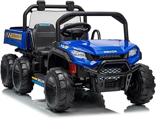 24V Electric Ride-on Dump Truck for Kids, 4WD Ride-On Car for Kids, 2-Seater UTV with Remote Control, Off-Road Electric Vehicle for Boys & Girls Outdoor Play
