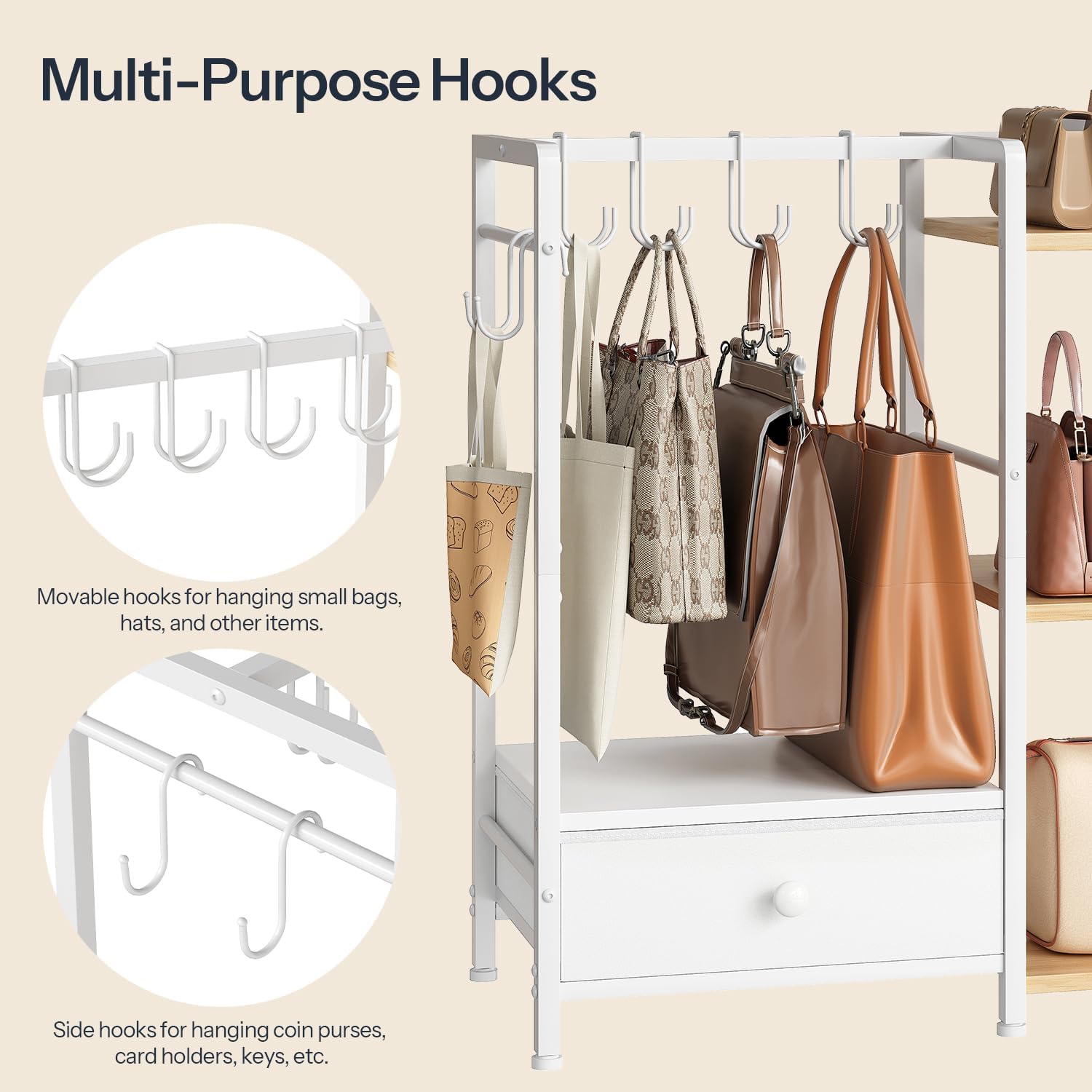 Purse Organizer Hooks Detail