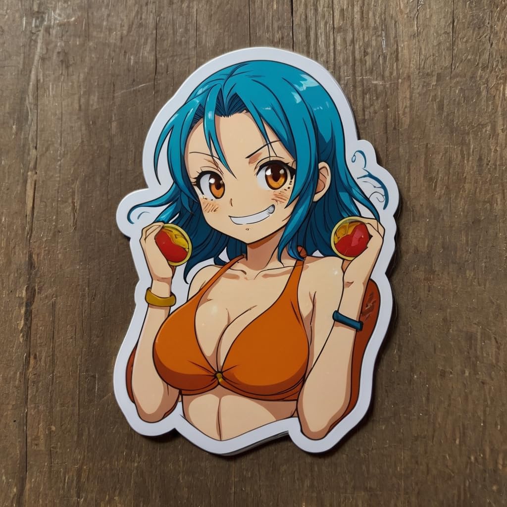 2inch ''Stickers Nami with Exposed Breasts Waterproof Graffiti Vinyl Decals for Laptop, Water Bottle, Scrapbook, Luggage, Guitar, Motorcycle, Car, Girls Stickers Pack.NO16