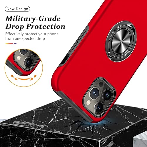 Miniatura 7 de PELEPUES Funda a prueba de golpes para iPhone 13 Pro de 6.1 pulgadas, anillo de dedo integrado funda de teléfono de grado militar con soporte de