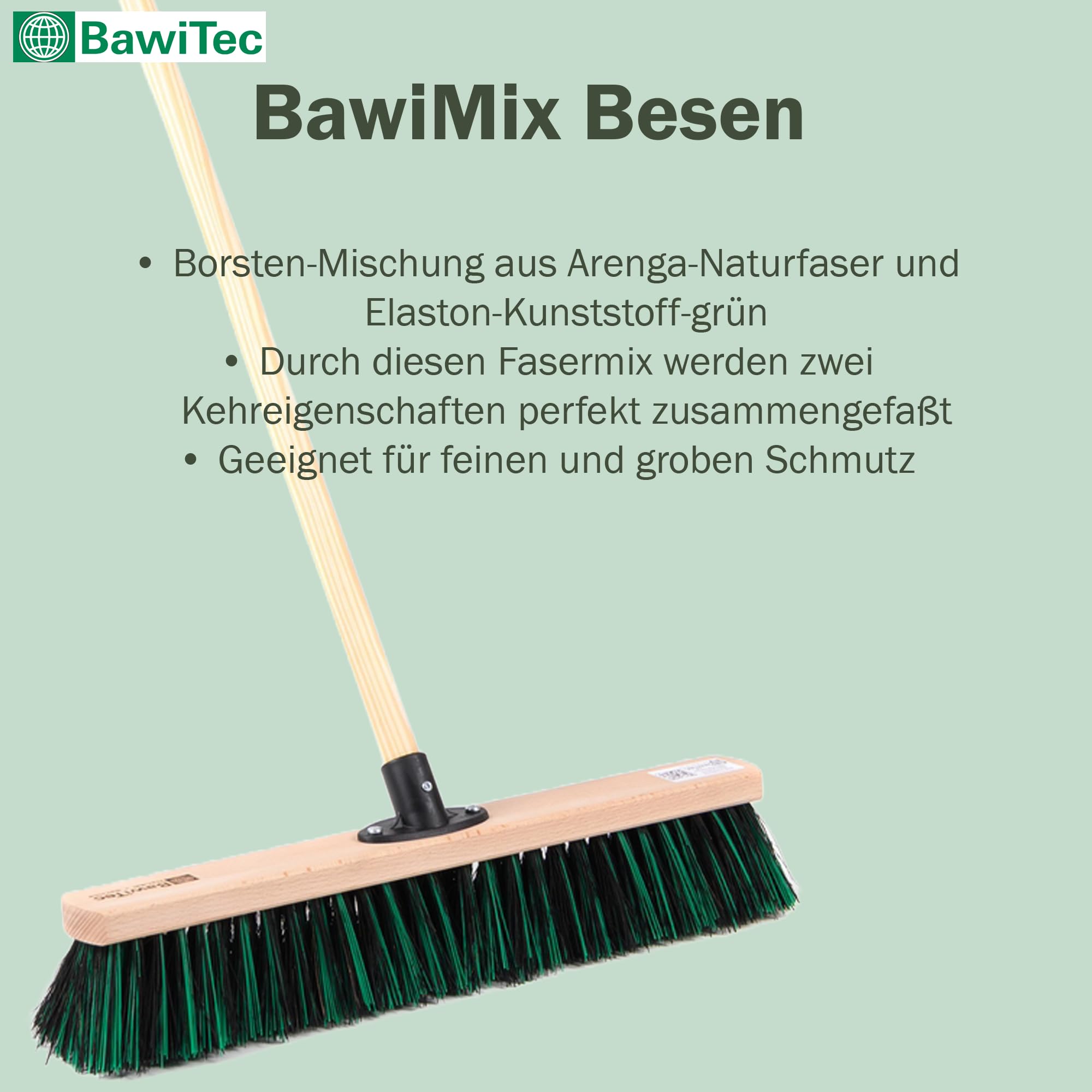 Straßenbesen Besen BawiMix Borsten 40cm mit Stiel 140cm Lang Besenstiel