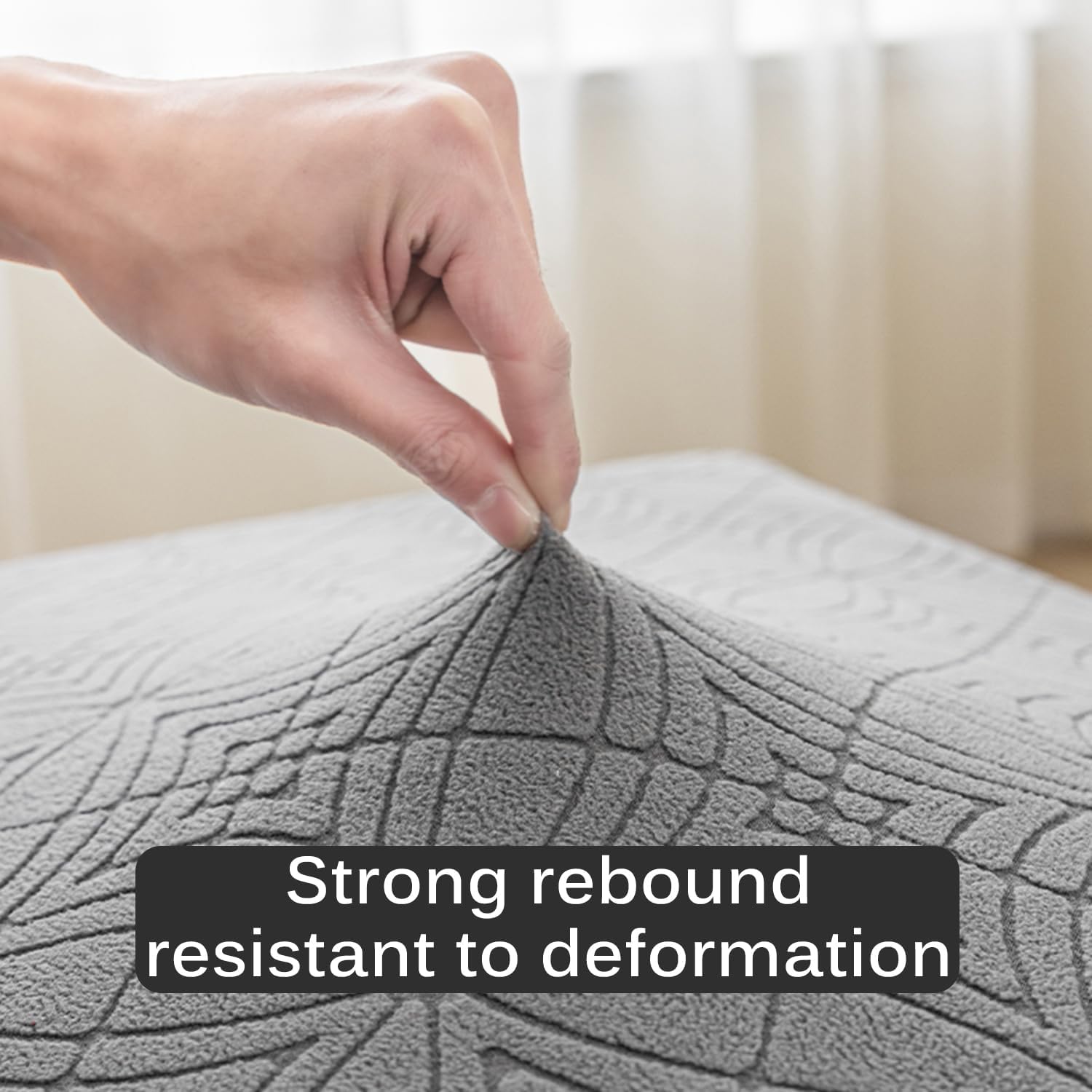 Blue2,M, Ottoman Cover Square Ottoman Slipcover with Elastic Bottom Removable Footstool Protector Decor Stool Cover Soft Anti-Slip Footstool Cover Jacquard Velvet Washable