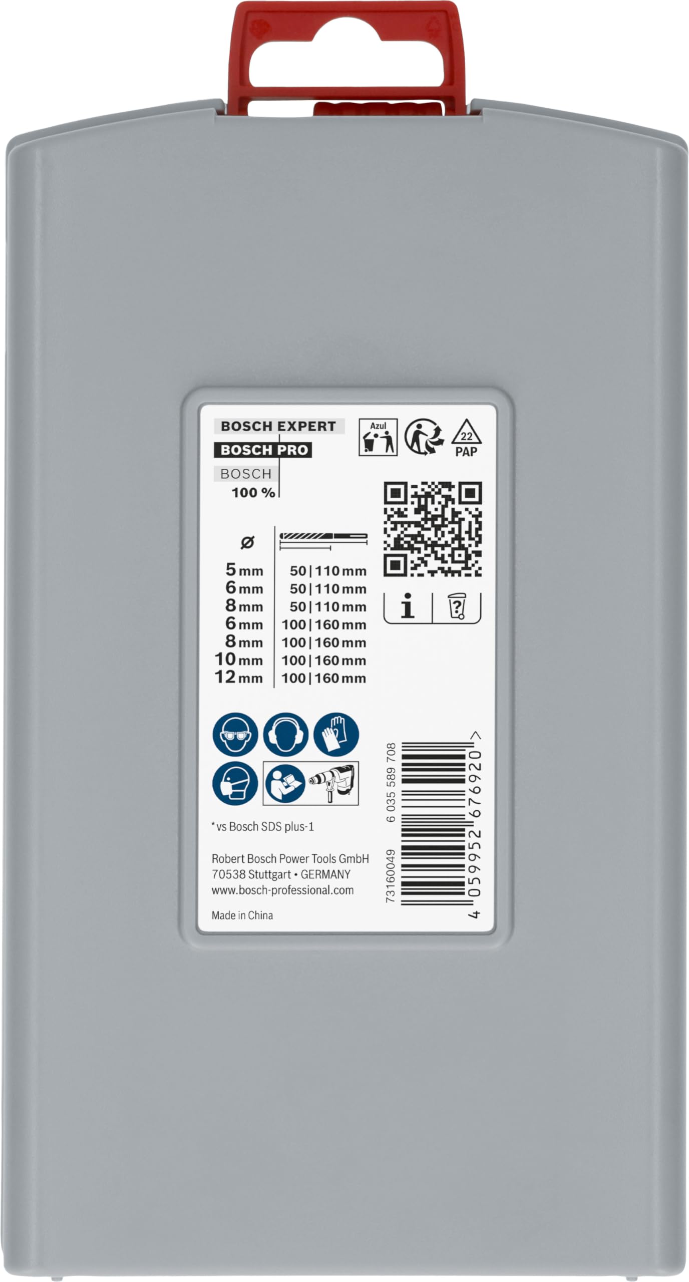 Bosch 7x Coffret de forets pour perforateur PRO SDS plus-5X (pour Béton, Briques silicocalcaires, Ø 5,0, 6,0, 8,0, 6,0, 8,0, 10,0, 12,0 mm, Professional Accessoire Marteau burineur, Brise-béton)