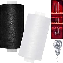 All Purpose Sewing Thread-2 Spools of Hand Polyester Sewing Thread with 3needles 1 Needle Threader for Sewing Machine for Hand and Machine SewingWhite and Black, 2 spools