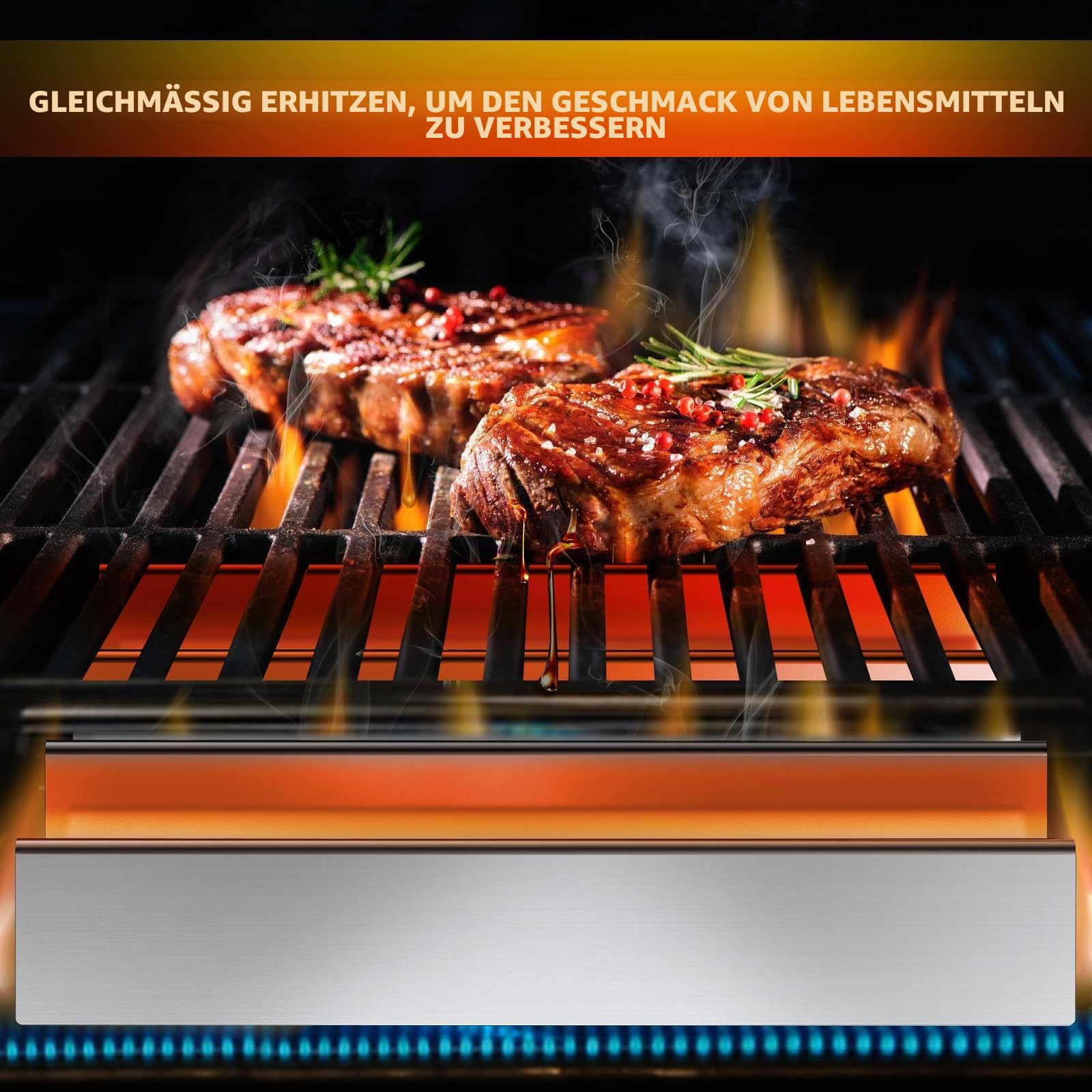 Gardenz 7636 Flavorizer Bar, 38.8cm Hitzeschild Ersatzteile für Weber Spirit 300 Serie,Edelstahl Brennerabdeckung für Weber Spirit E310 S310 E320 E330 zubehör mit vorne montierten Bedienfeldern.