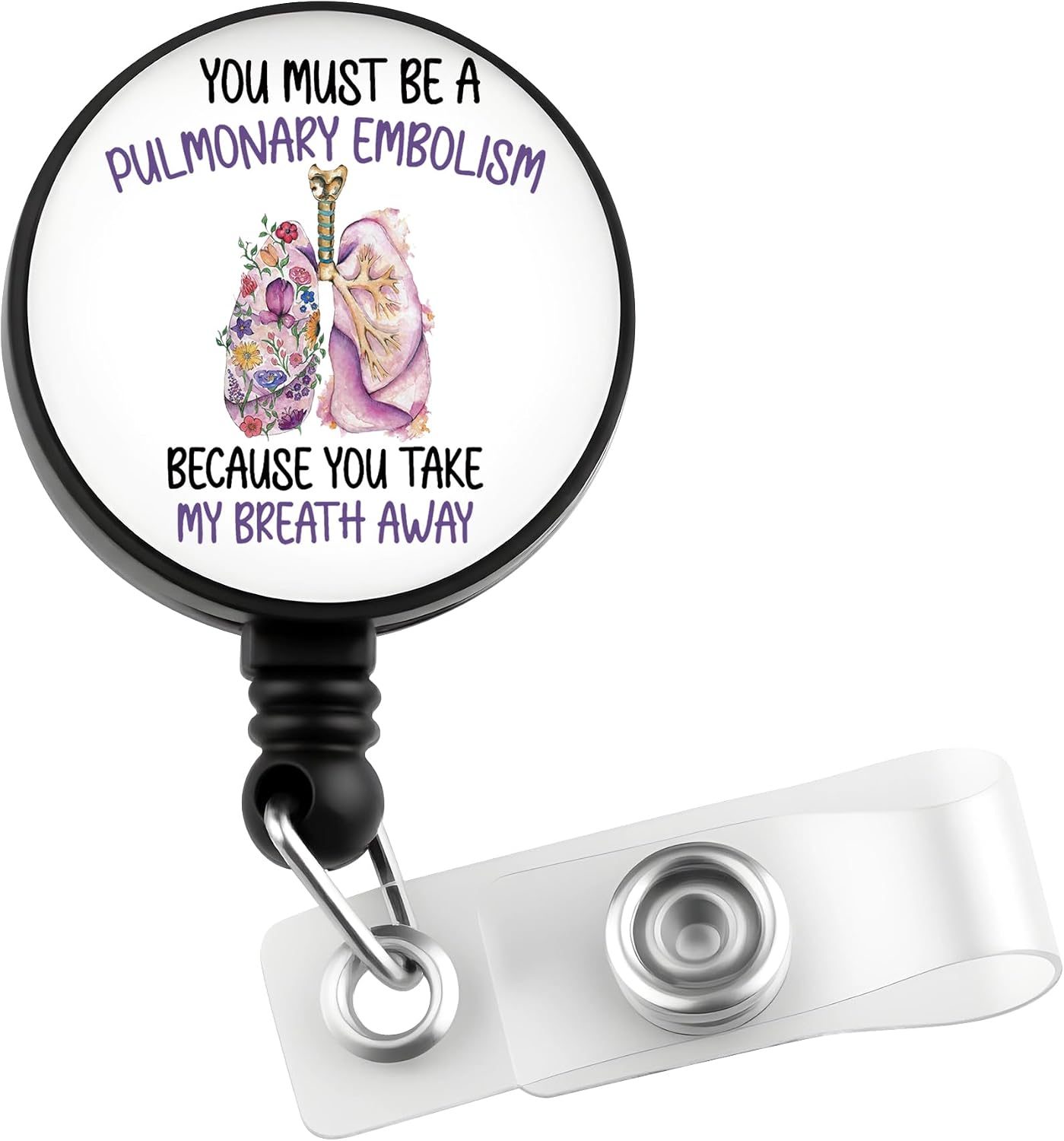 CMNIM Respiratory Badge Holder Retractable Clip Pulmonary Embolism Awareness Gifts Funny RT Lung Badge Reel Nursing Gifts (25913 Respiratory Badge)