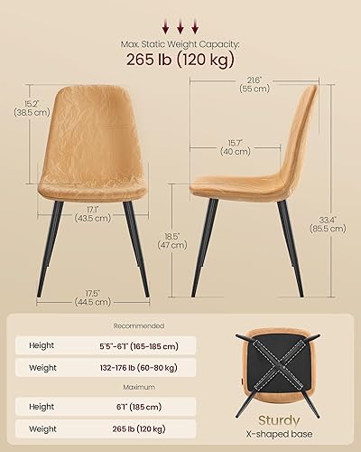 Miniatura 2 de VASAGLE Sillas de comedor, juego de 4 sillas de comedor, marco de metal, pies ajustables, fáciles de limpiar, piel sintética con textura glaciar,