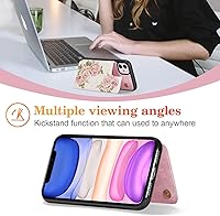 Vista 383 de UEEBAI Funda tipo cartera para iPhone 15 Pro Max con tarjetero, cubierta de cuero PU con soporte, bloqueo RFID, doble cierre magnético, relieve