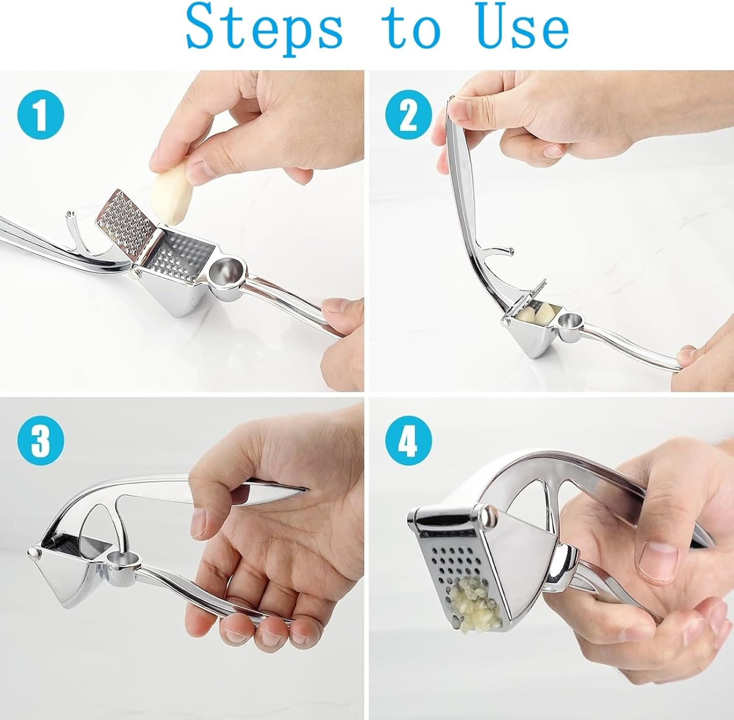Garlic Press & Peeler Set, Stainless Steel Kitchen Tool